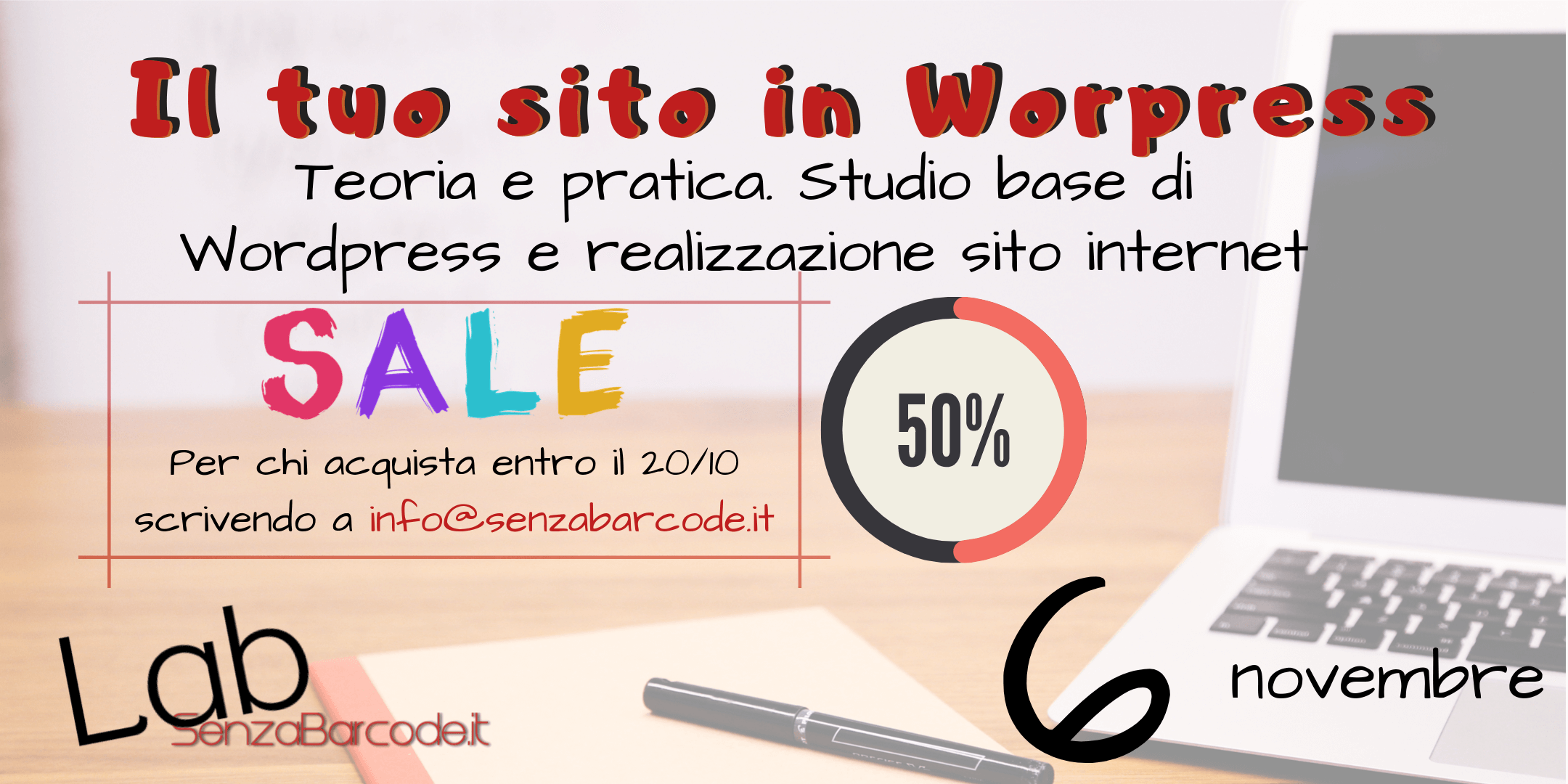 Non il solito corso di teoria che poi lascia abbandonati tra plugin e modifiche al CSS. Alla fine giornata avrai il tuo sito in Wordpress.