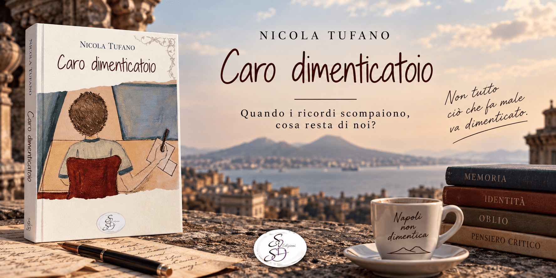 Nicola Tufano torna a Napoli con Caro dimenticatoio, romanzo che riflette su memoria, cultura della cancellazione e pensiero critico.